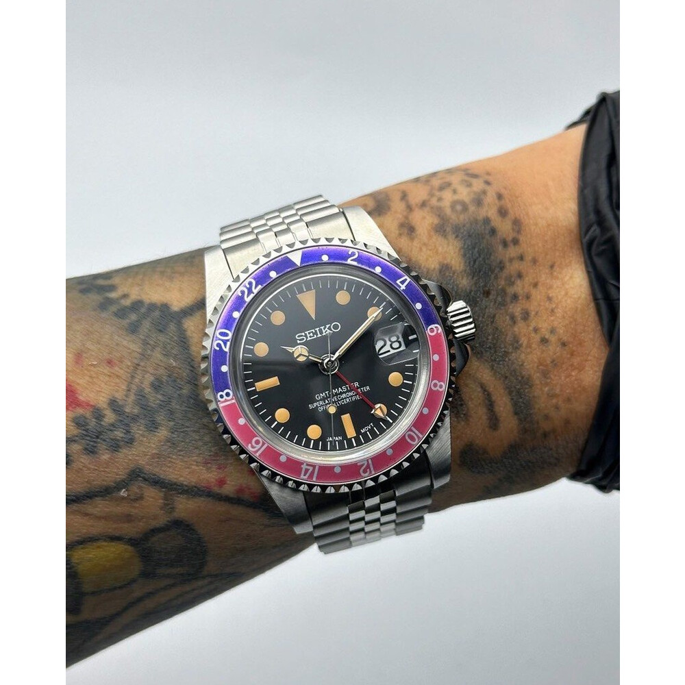 時計 custom mod vintage pepusi Pepsi GMT Watch Mod | Blue Red NH35 Stainless Steel